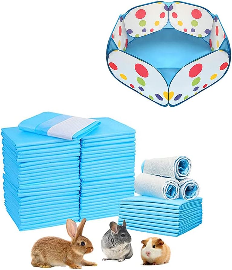100 Pcs Rabbit Pee Pads and Small Animal Playpen, 18" x 13