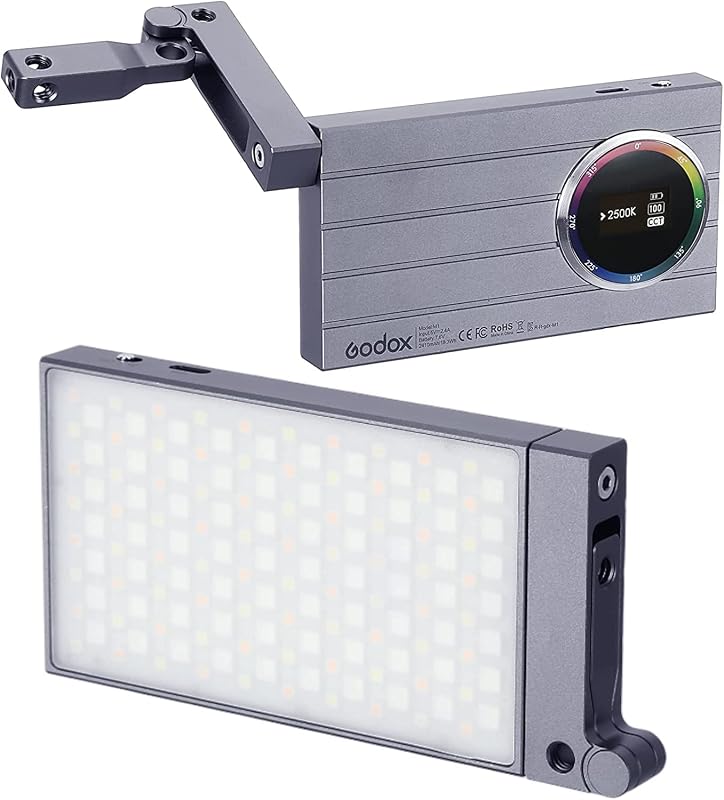Luz de cámara M1 RGB, luz de vídeo LED portátil, panel de luz de vídeo LED a todo color de bolsillo CRI 97+ 2500k-8500k, función de ritmos musicales y 15 efectos de iluminación FX con cuerpo de aleación de aluminio - gris