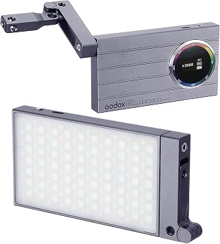 Godox M1 RGB Camera Light, Portable LED Video Light, Pocket Full Color LED Video Light Panel CRI 97+ 2500k-8500k, Music Beats Function and 15 FX Lighting Effects with Aluminum Alloy Body - Gray