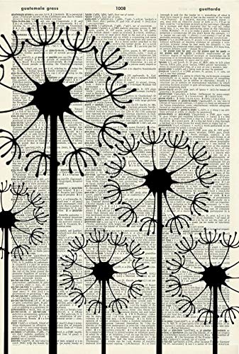 Dandelion Art Print â€“ Dandelions Illustration Wall Art - Nursery Art Print - Vintage Art Print - Flower Art Print - Vintage Dictionary Art Print - Picture - Home DÃ©cor - Book Page Art Print 653KLD