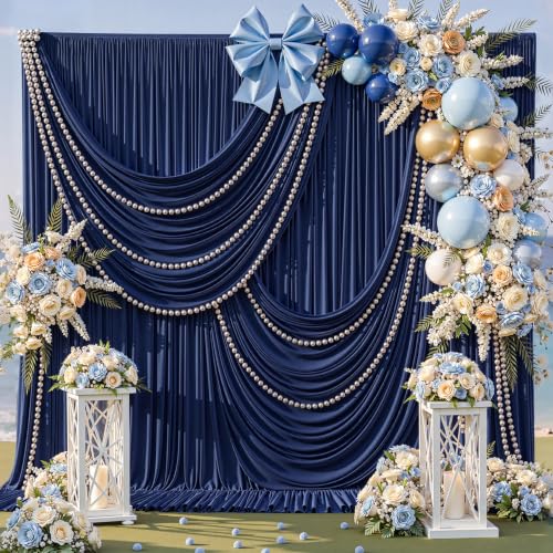 10 x 10ft Navy Blue Backdrop Curtains Navy Wrinkle Free Draping Fabric Wedding Birthday Baby Bridal Shower Graduation Party Drapes for Backdrop Photography Photo Booth Background Decoration