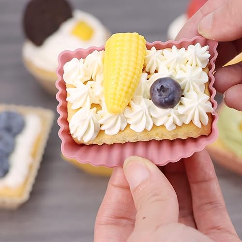 Miniatura 4 de SAWNZC Revestimientos de silicona para cupcakes, paquete de 24 moldes reutilizables para hornear muffins, moldes para pasteles de pastelería, 3