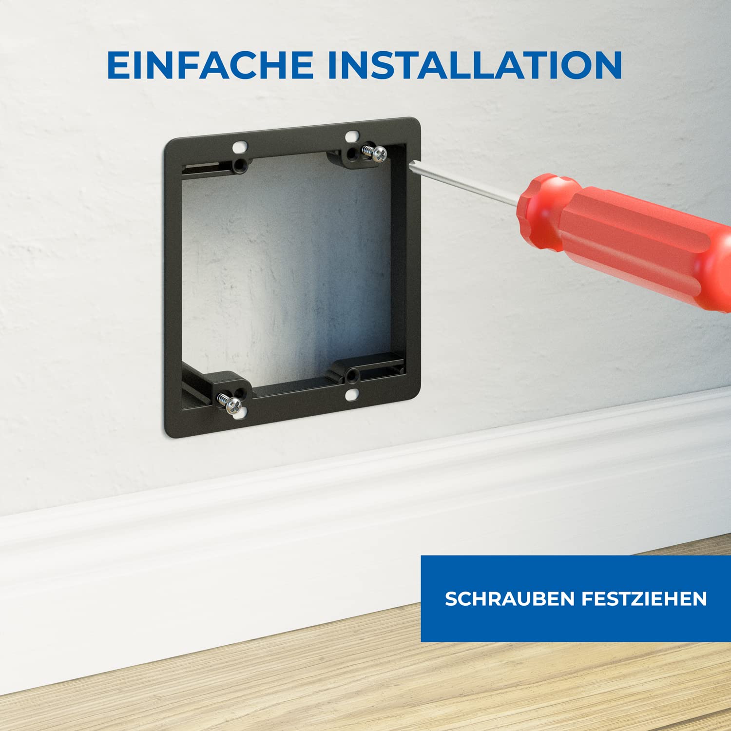 deleyCON Einbaurahmen für Multimedia Wanddosen Wandplatte Einfache und Schnelle Installation Robuste und Haltbare Ausführung