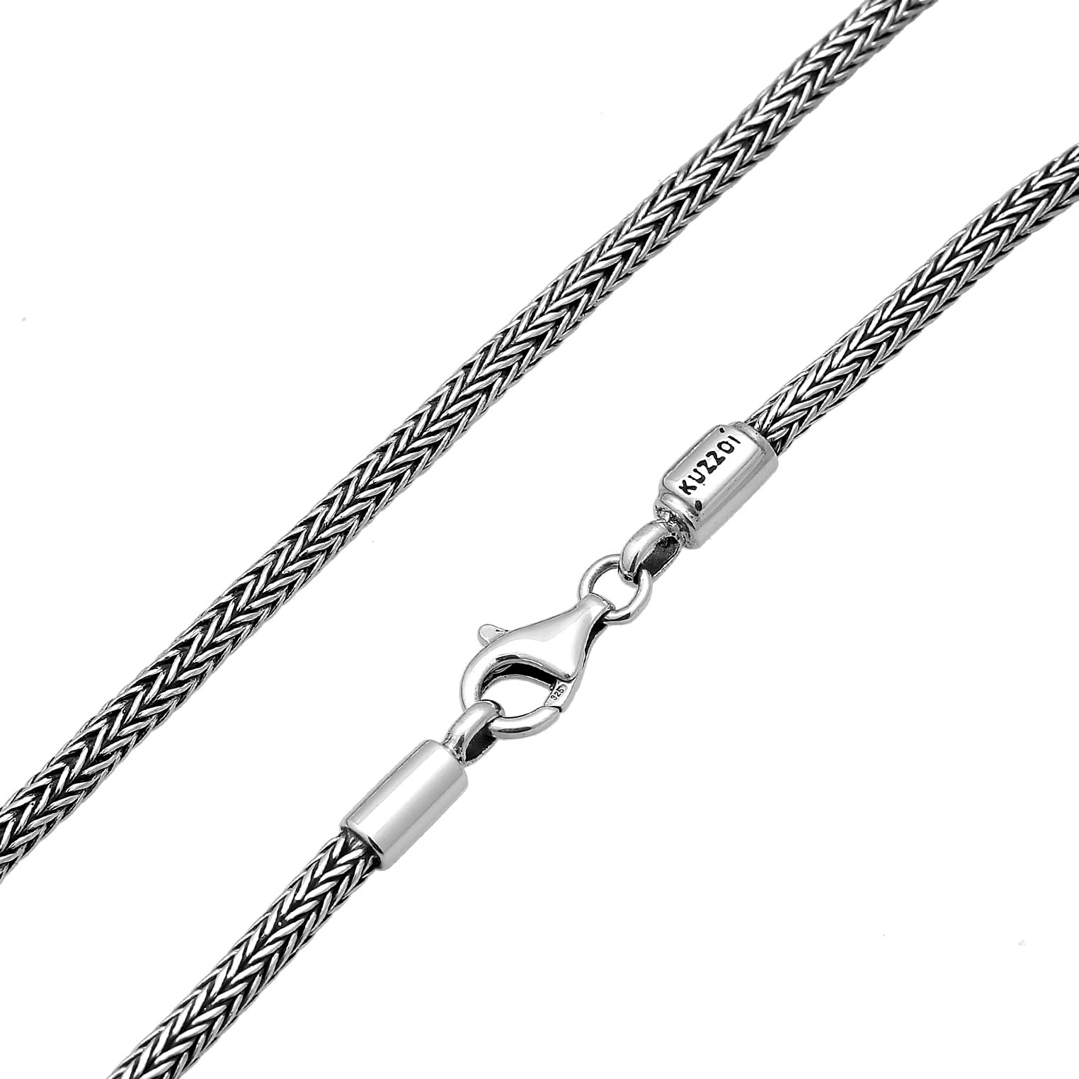 Kuzzoi massive 925 Sterling Silber Königskette Herren Halskette, Dicke 3mm, Länge 50cm / 60cm, mit Schmuckbox - 345050