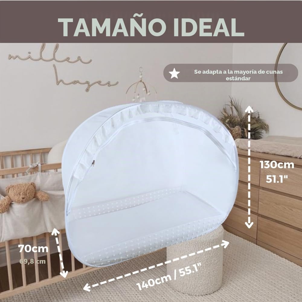 Wonder Space Elegante Toldo de Red para Cuna de Bebé - Diseño Minimalista - Malla Duradera y Transpirable para Evitar Que el Bebé se Salga - Protección contra Mosquitos Insectos (Encaje)