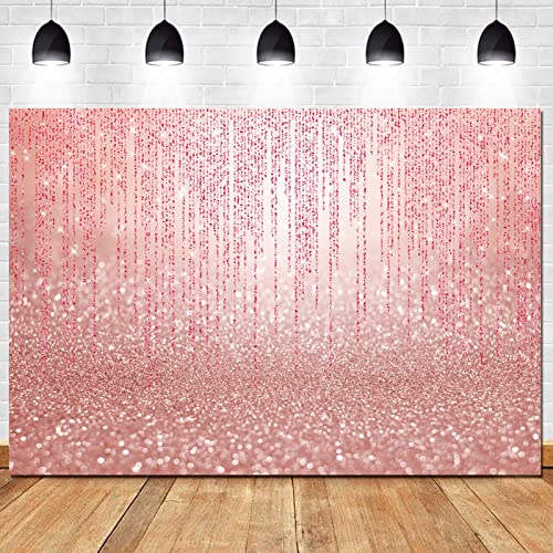 Rose Gold Bokeh Photo Backdrop 7x5ft Background for Bridal Shower Baby Shower Newborn Girl Birthday Party Decoration Sweet 16 Photoshoot Photography Banner