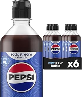 Flavours Pepsi Sparkling Drink Mix, Soda & Fizzy Drink Maker Concentrate, Original Recipe, Just Add Sparkling Water, Official Cola x SodaStream Syrup - 6 x 440ml Multi Pack
