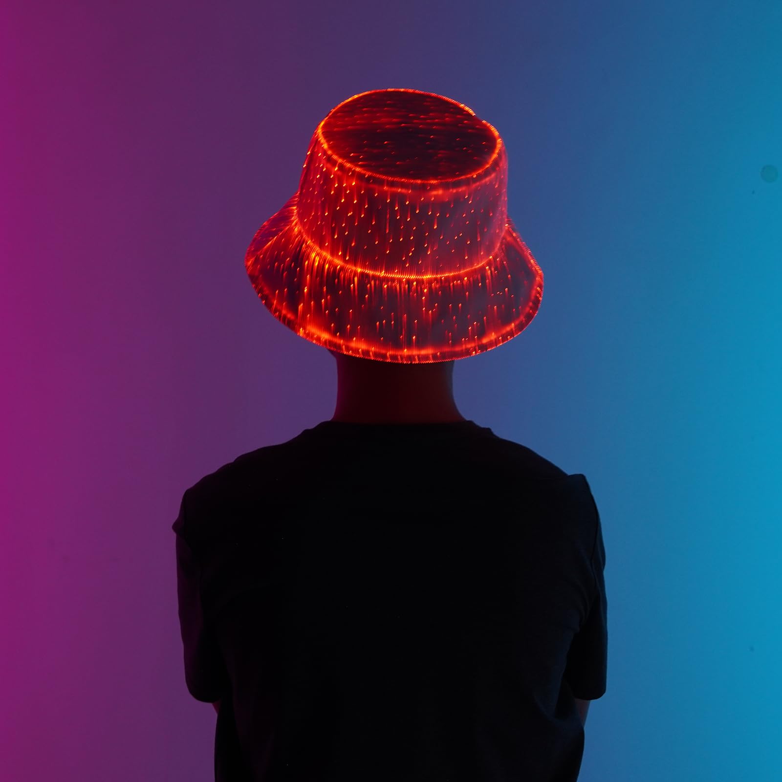 lumisonata LED Rave Bucket Hat USB Rechargeable 7 Colors Glow in The Dark Festival Accessories