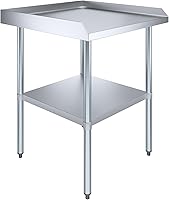 Vista 9 de AmGood Mesa de trabajo comercial con protector contra salpicaduras y salpicaduras laterales NSF