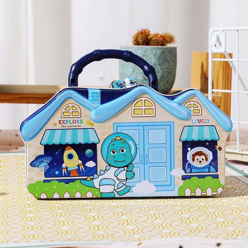 Image of Sajani Cute Cartoon Creative Portable Piggy Bank, Money Saving Box with Combination Lock, Mini Coin Bank Gifts for Boys and Girls, Best Return Gifts for Kids (Pack of 1) (Big House)