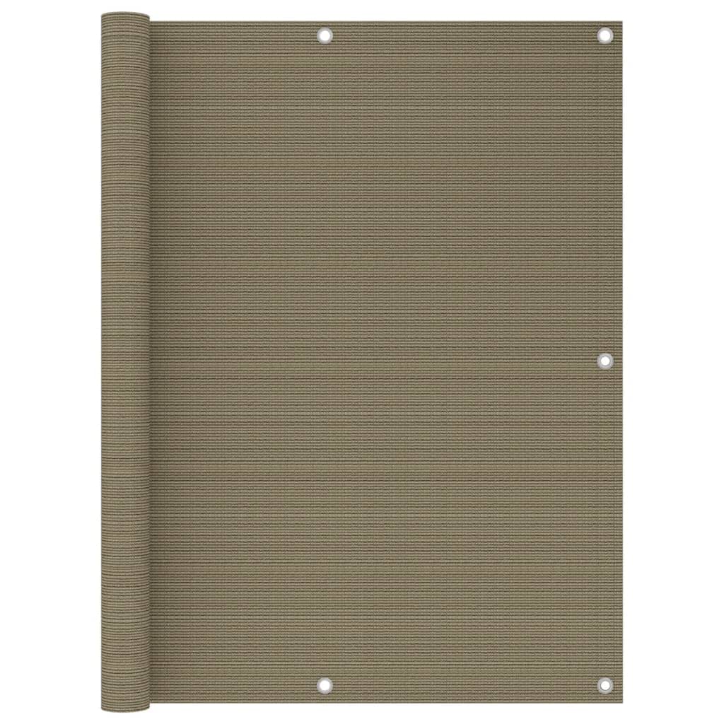 Brise-vue pour balcon taupe 120x600 cm en polyéthylène haute densité respirant pour terrasse