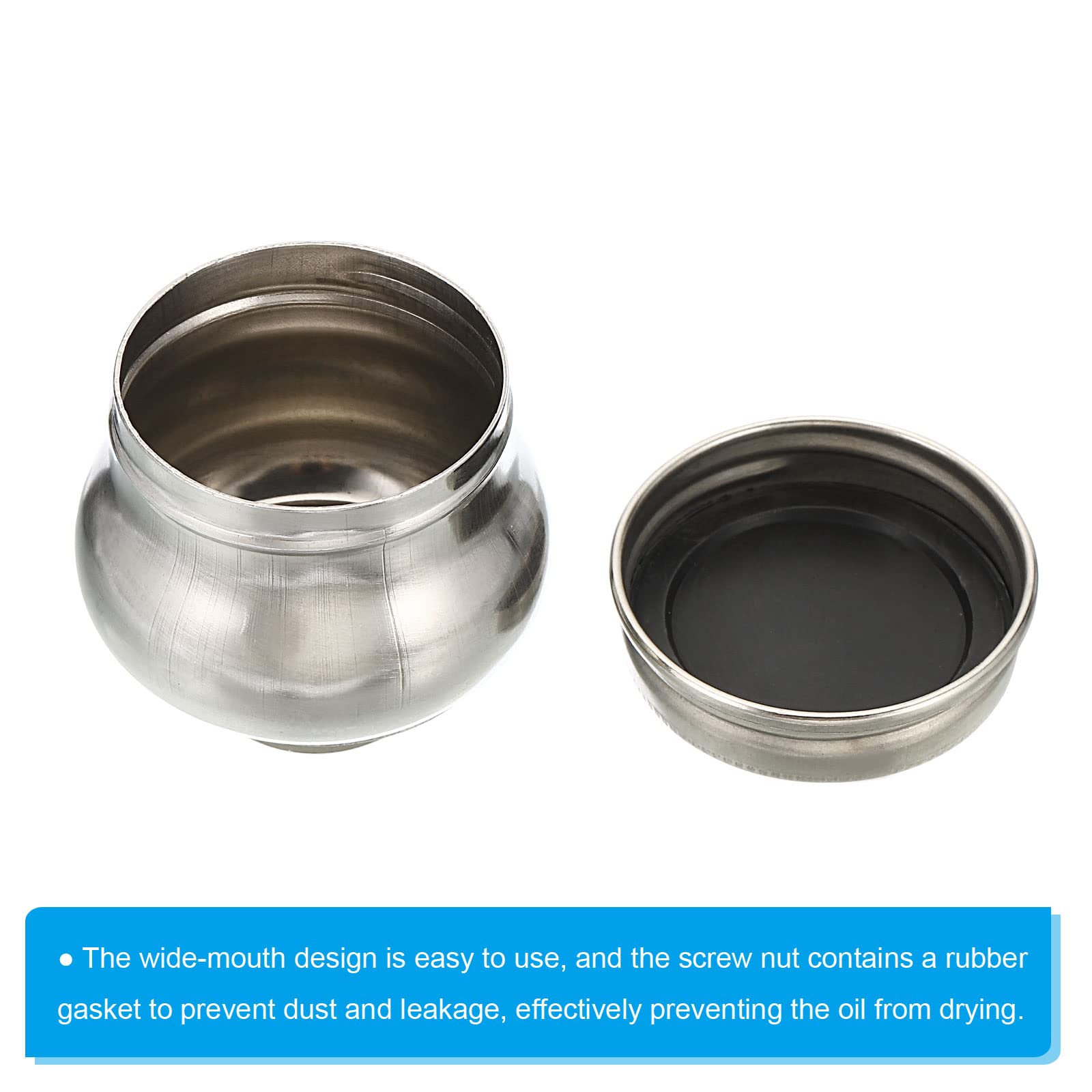 PATIKIL 2x2 Tavolozza Tazze In Acciaio Inox – Contenitore Per Vernice Con Coperchio E Clip, Argento - 2