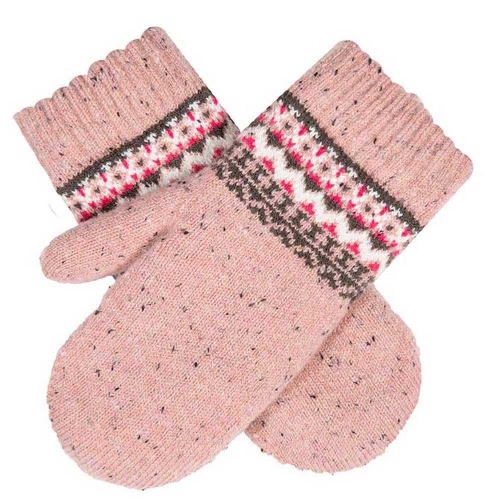 Dents Women's Pink Fair Isle Wool Blend Knitted Mittens - Rose