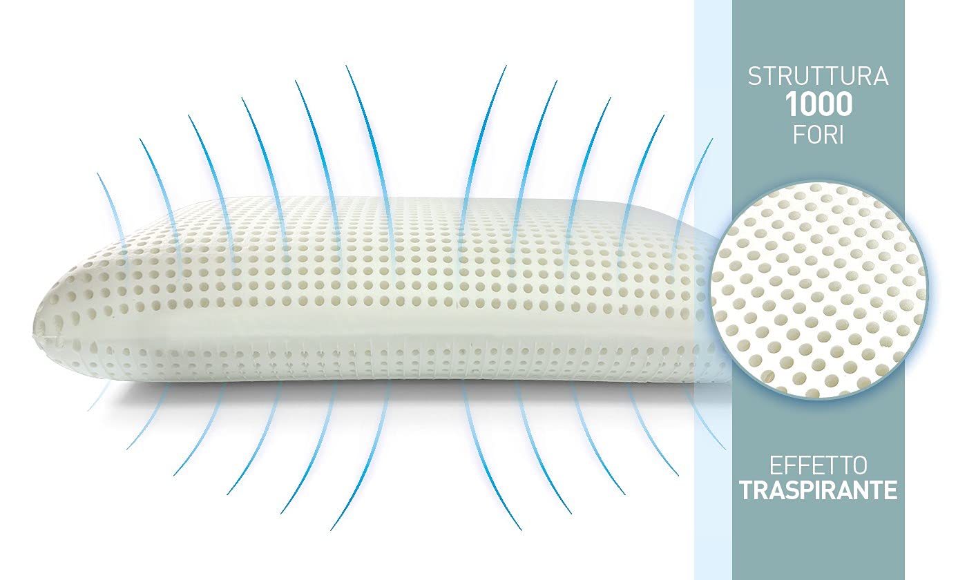 Dmora Talamo Italia - Cuscino per letto, 100% Made in Italy, Guanciale sfoderabile a saponetta in Memory Foam forato, Anallergico e Traspirante, 70x39x h10 cm