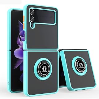 Funda para Samsung Galaxy Z Flip 4, policarbonato duro, resistente, a prueba de golpes, resistente a los arañazos, con cubierta de soporte, color azul claro