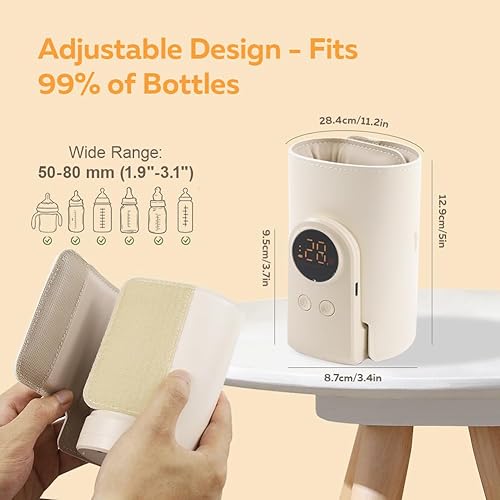Miniatura 5 de Calentador de botellas portátil para viajes, calentamiento rápido y control preciso de temperatura con pantalla LCD, calentamiento de larga duración