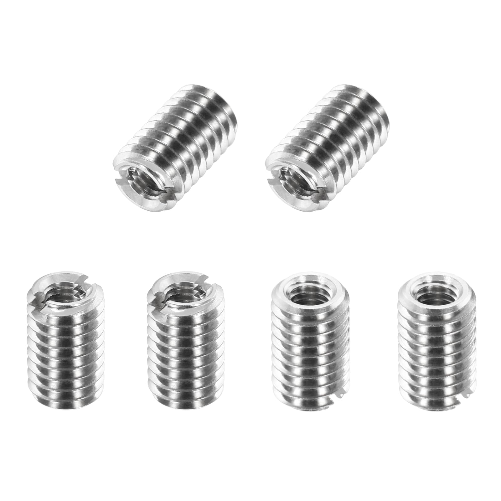 sourcing map 6Pcs 316 Stainless Steel Thread Reducing Nuts, M5x0.8 Male to M3x0.5 Female 8mm Long Metric Repairing Insert Nut Screw Threaded Adapters Sleeve Reducer Conversion Fastener — image 1