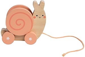 Pearhead Montessori Snail Pull Toy: Early Development Wooden Baby Toy