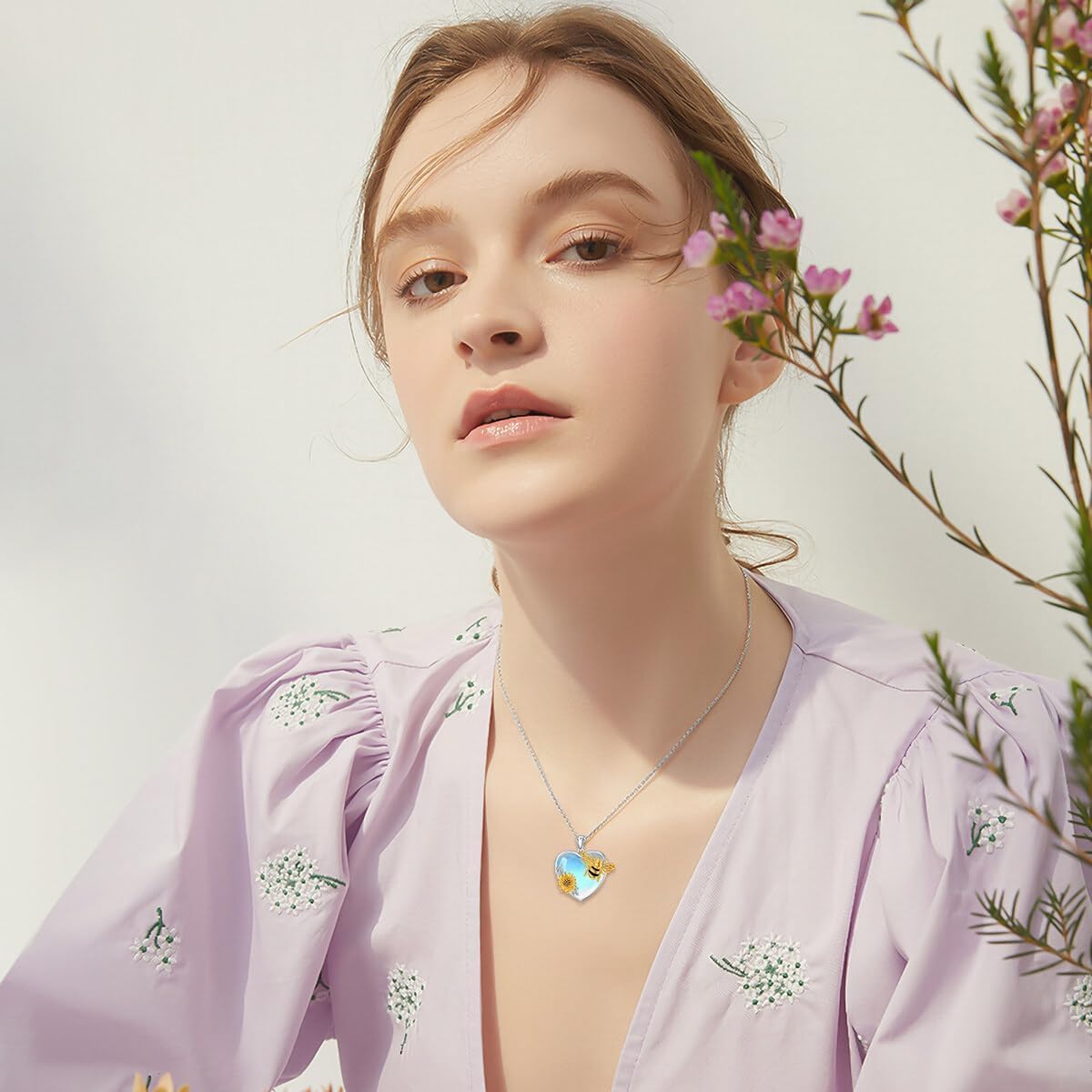 Bee Necklace for Women 925 Sterling Silver 18K Gold Plated Moonstone Bee Pendant Moonstone Jewelry Gifts for Daughter - Image 2