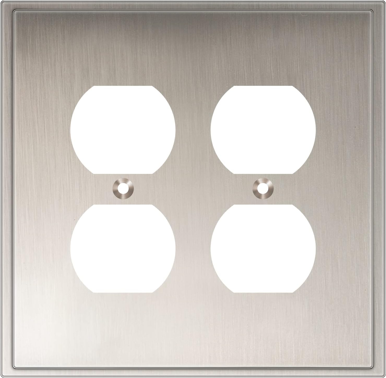 Soft Modern Decorative Wall Plate Switch Plate Outlet Cover (Double Duplex, Satin Nickel)