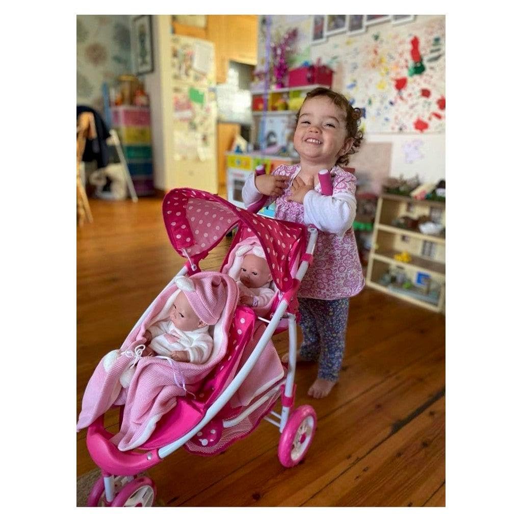 Roma Dotty Tandem Poussette Double pour poupées Rose à Pois