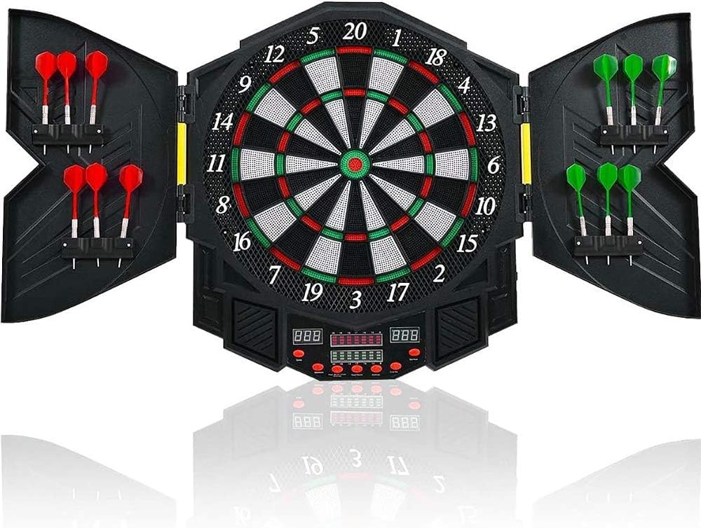 Jeu de Fléchettes Électronique avec Écran LED,12 Fléchettes, 27Jeux et 216 Variantes,pour Jusqu'à 16 Joueurs Cible Electronique