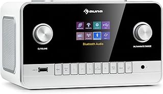 Auna Rechargeable DAB Radio with Bluetooth, DAB/DAB+/FM Small Digital Radio, Bluetooth 30W Stereo Speakers, TFT Display, Streaming Support, Alarm Clock, 5h Operation, Portable DAB Radio Mains Powered