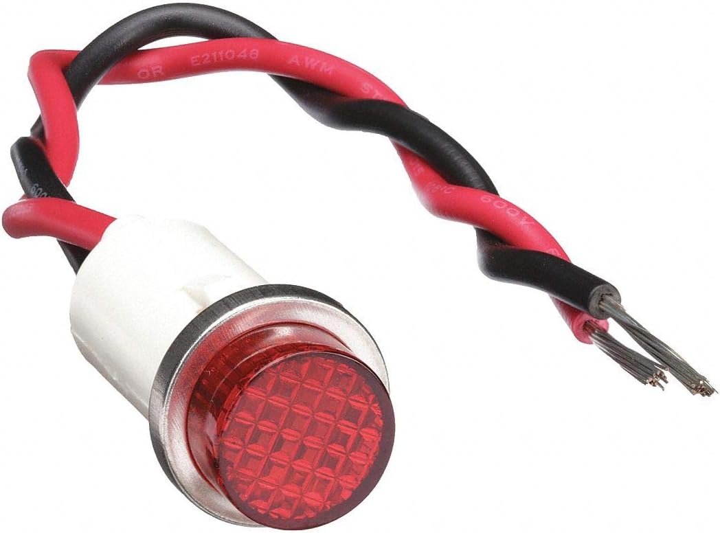 Dayton Raised Indicator Light, LED Lamp Type, 120VAC/DC Voltage, 1/2 Mounting Dia. Size