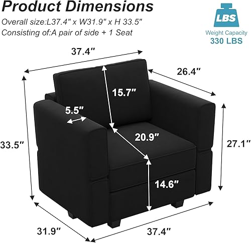 Miniatura 173 de Belffin Sofá modular Módulo medio con almacenamiento Accent Silla sin brazos para sofá modular seccional terciopelo gris Gris,Negro -,Azul,Verde