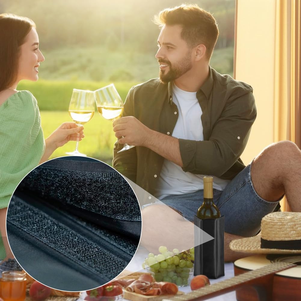 2 Stück Kühlmanschette Wein, Weinkühler Manschette, Flaschenkühler Manschette, Kühlmanschette für Wein & Sekt, Flaschenkühler für Unterwegs, Weinmanschette, Weinflaschenkühler