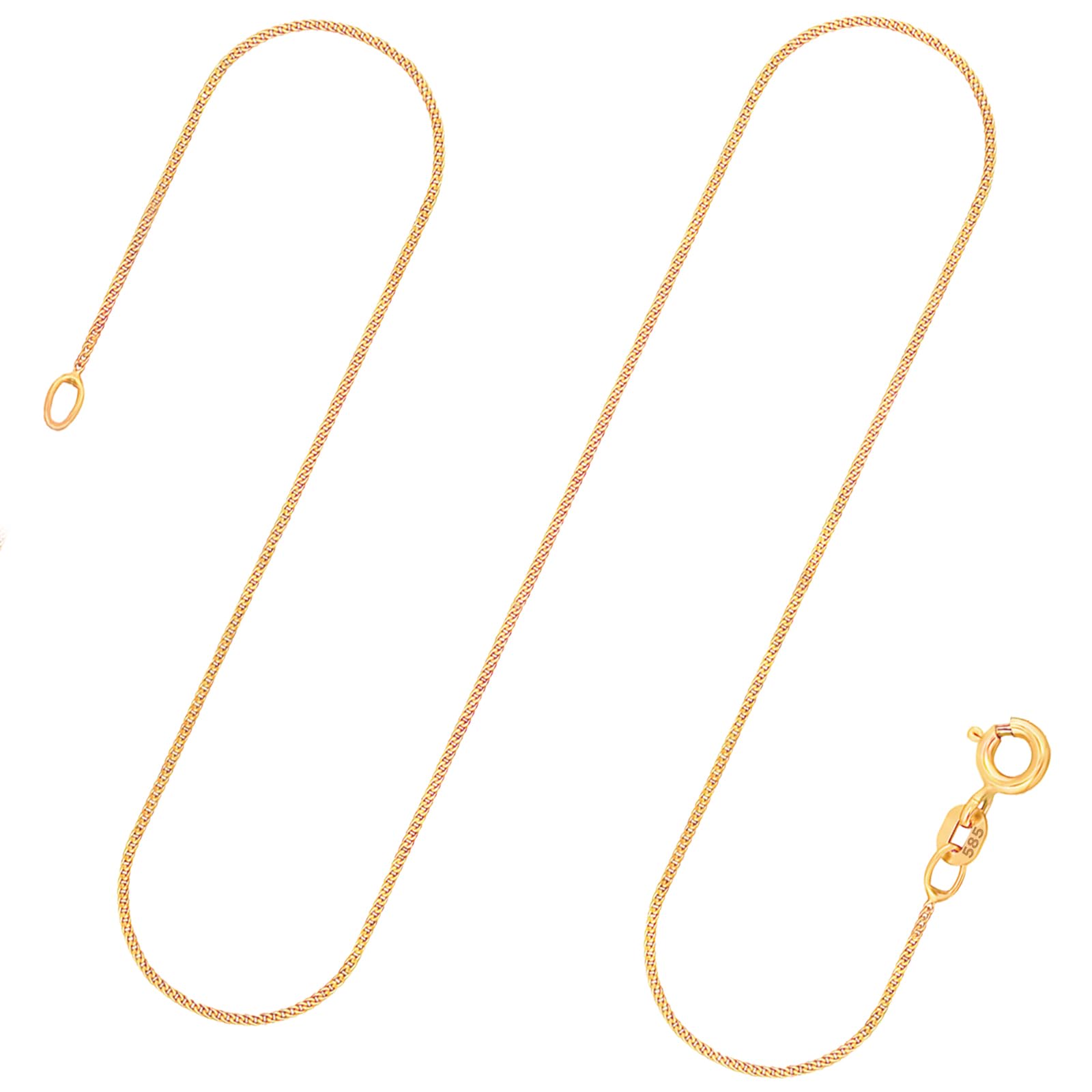 Cadena plana de oro amarillo 585, 14 quilates, 0.8 mm de ancho, con arandela de retención, longitud seleccionable Producto nuevo.