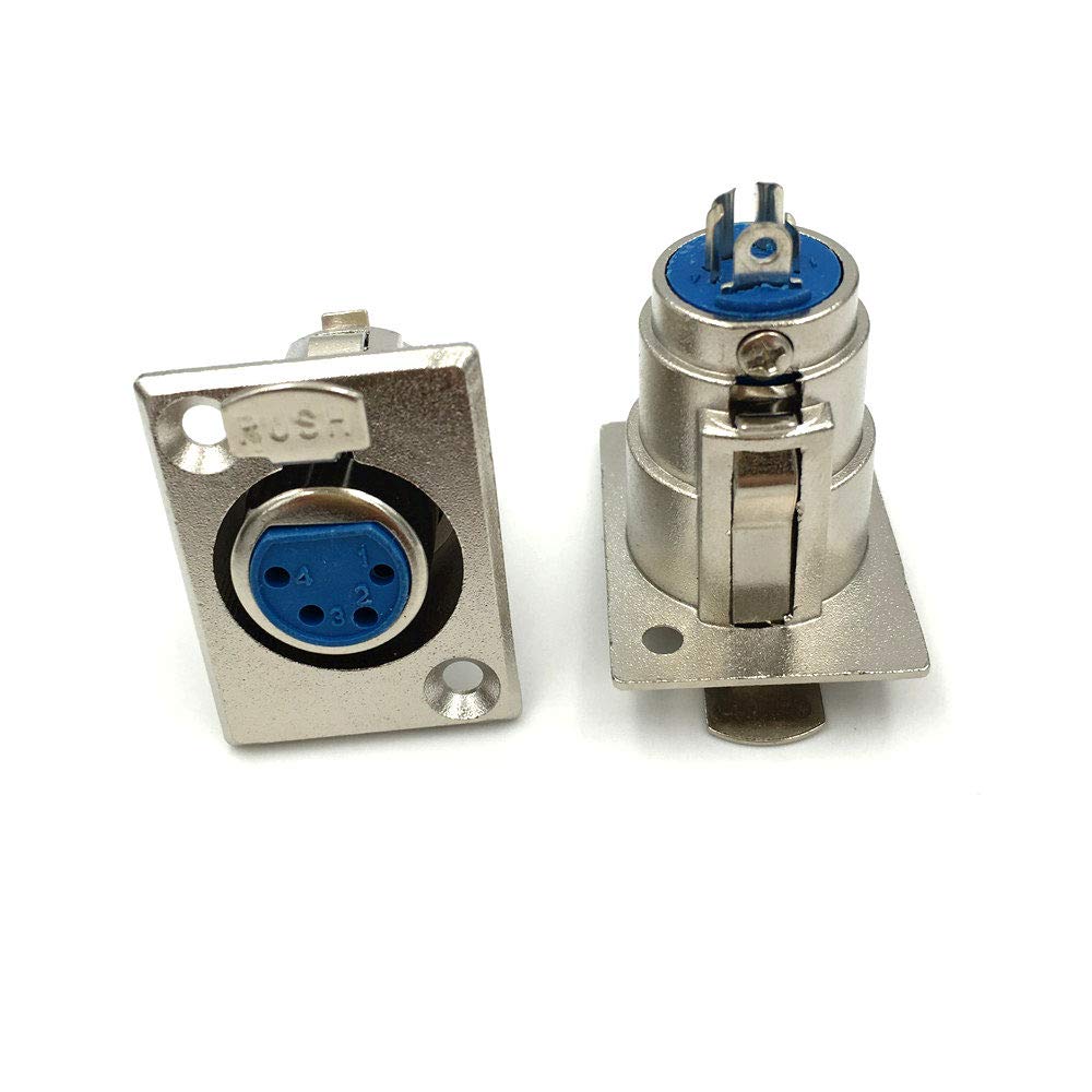 5Pcs XLR 4Pin Female Panel Chassis Mount Socket Locking Audio MIC Connector Adapter