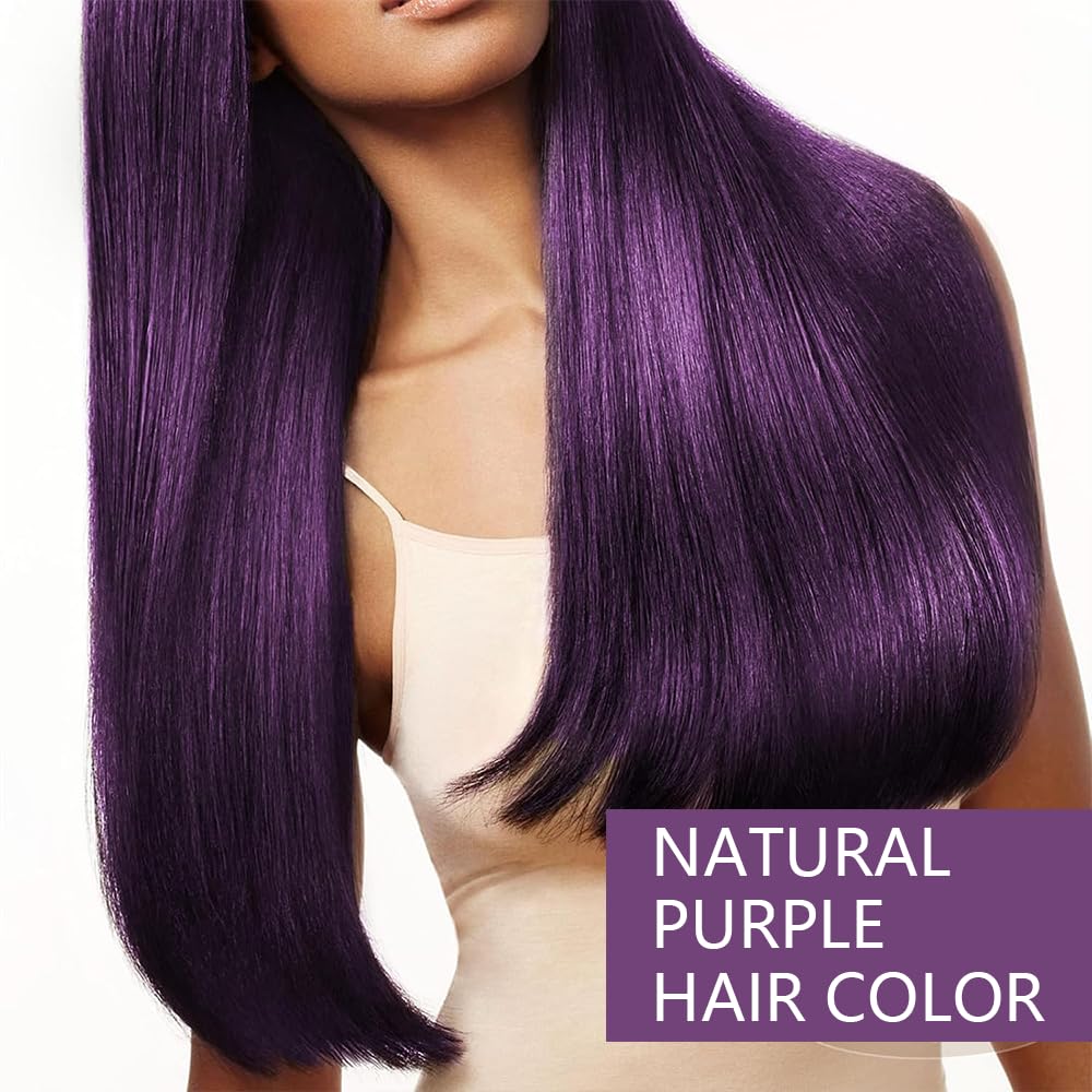 Instant Natural Brown Hair Color Shampoo - 5 in 1 for Gray Hair 100% Coverage in 10-15 mins, Long Lasting, 500ml (Purple) - Image 2