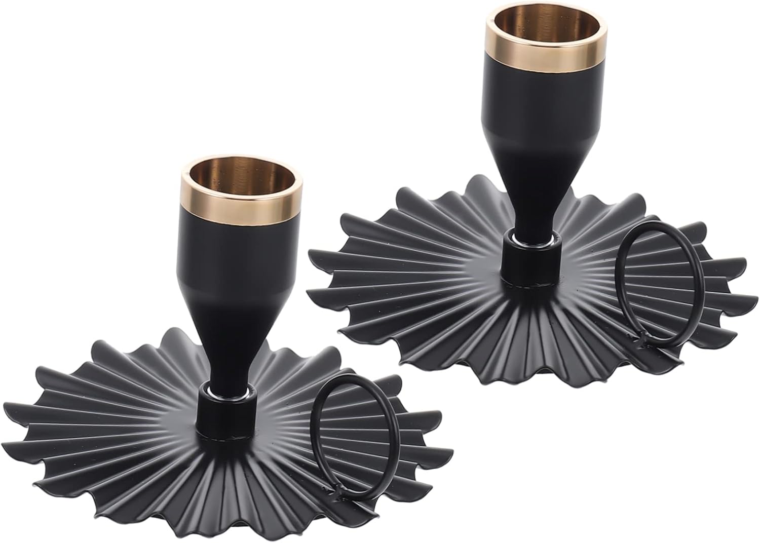 GARVALON 2pcs Hand held Candlestick Pillar Candle Holders