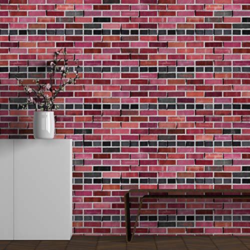 Image of DWELLSINDIA Bricks Self Adhesive Peel and Stick PVC Wallpaper Waterproof, Scratch Resistant, Laminated (41CM X 244CM, Red, Matt)