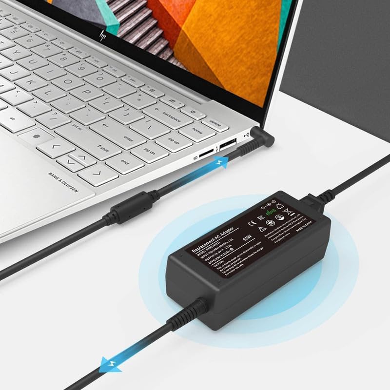 Image of 65W Laptop Charger for HP Pavilion x360 14 15 17, Envy 13 15 X360, Elitebook 840 G5, ProBook Chromebook Stream Series, Spectre 710412-001 19.5V 3.33A Adapter (HP 65W 3.0mm)