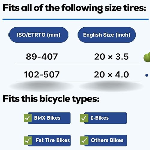 Miniatura 6 de Corki Cycles - Tubo de neumático grueso de 20 x 3.0 pulgadas, 20 x 3.5 pulgadas, 20 x 4.0 pulgadas con válvula Schrader de 1.260 in, tubos