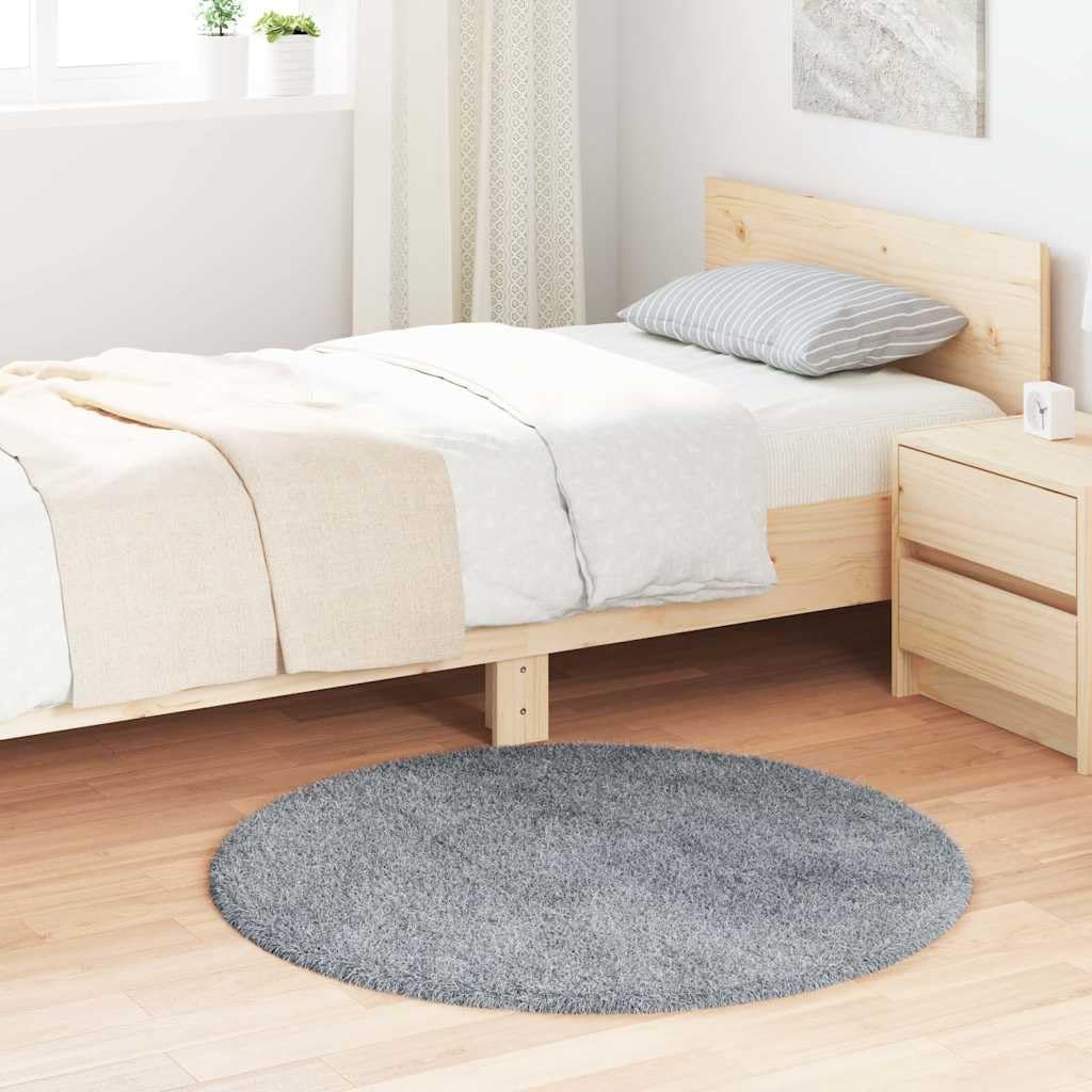 Tapis shaggy gris clair 100x100cm pour un salon moderne et cocooning