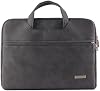 Teamgee Leather Laptop Sleeve, 15.6 Portable Monitor Carrying Bag, Slim Protective Laptop Case Waterproof Durable for 13-15.6 inch Laptops, Graphite Black