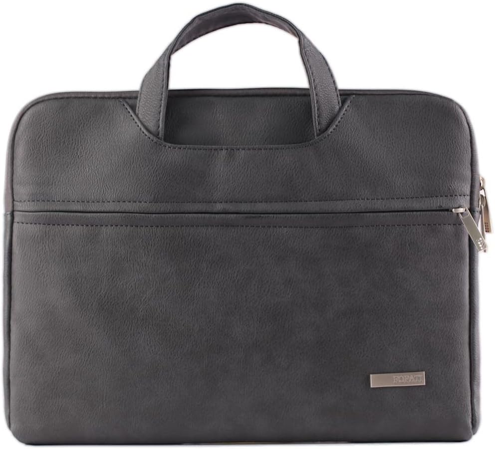 Teamgee Leather Laptop Sleeve, 15.6" Portable Monitor Carrying Bag, Slim Protective Laptop Case Waterproof Durable for 13-15.6 inch Laptops, Graphite Black