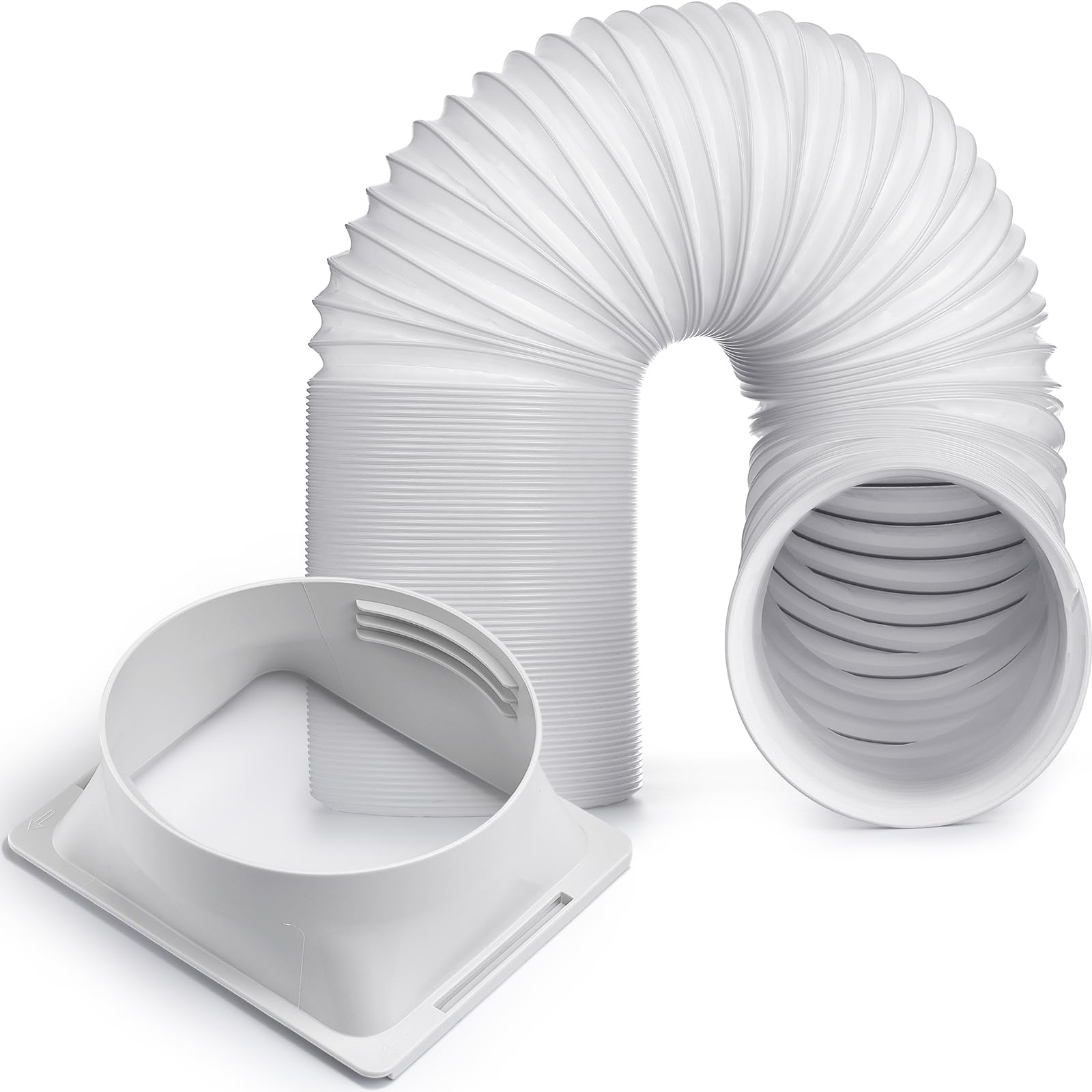 Outus 5.9'' Diameter 61'' Long Portable Air Conditioner Hose with Square Exhaust Hose Tube Adapter Portable Air Conditioner Ducting Parts