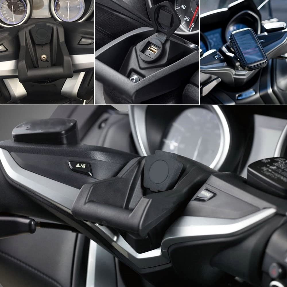 Staffa Navigazione per Yamaha T-Max 530 DX SX T-Max 560 2017-2021 Staffa di Navigazione del Telefono del Motociclo Porta di Ricarica USB Senza Fili del Supporto Porta Telefono Moto