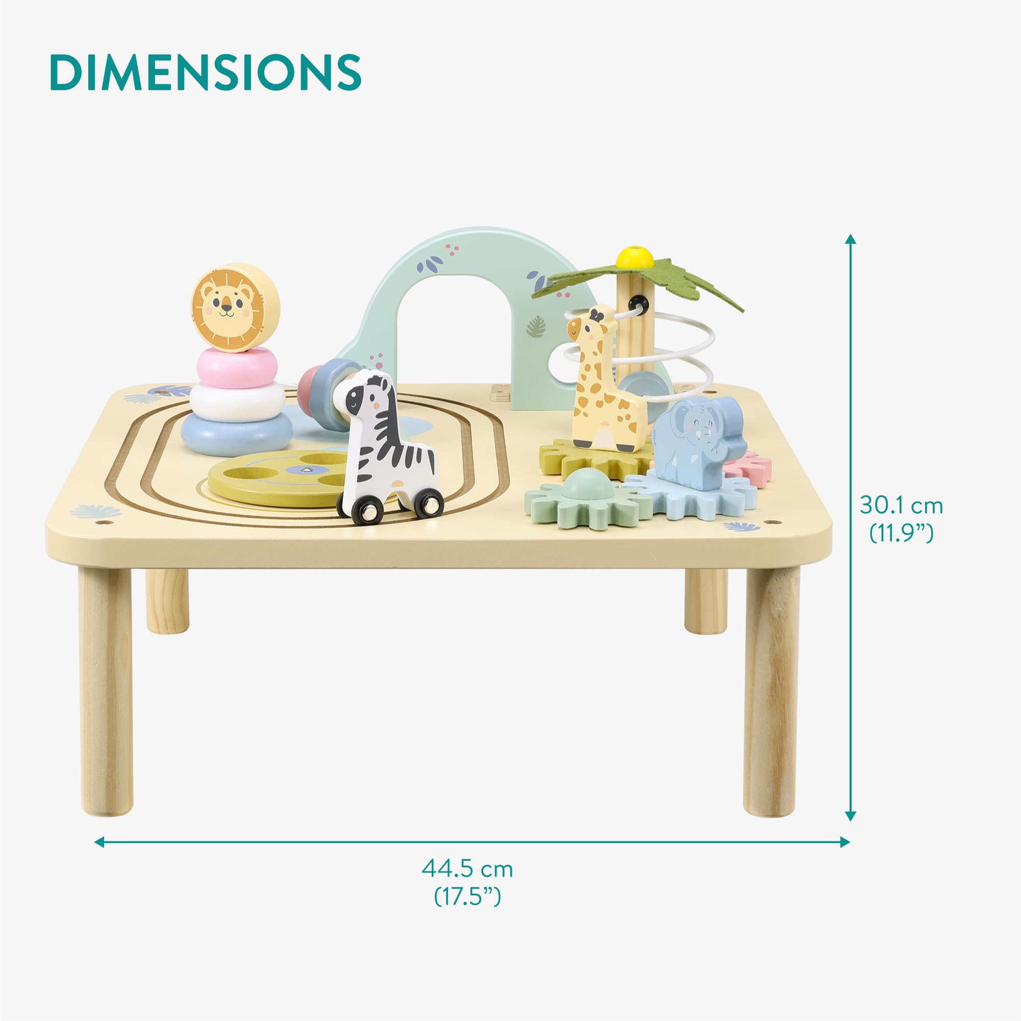 Navaris Table d'Activité en Bois - Espace de Jeu éducatif et Ludique avec Apprentissage Multifonctionnel pour l'Éveil et la Curiosité de Bébé et Enfant
