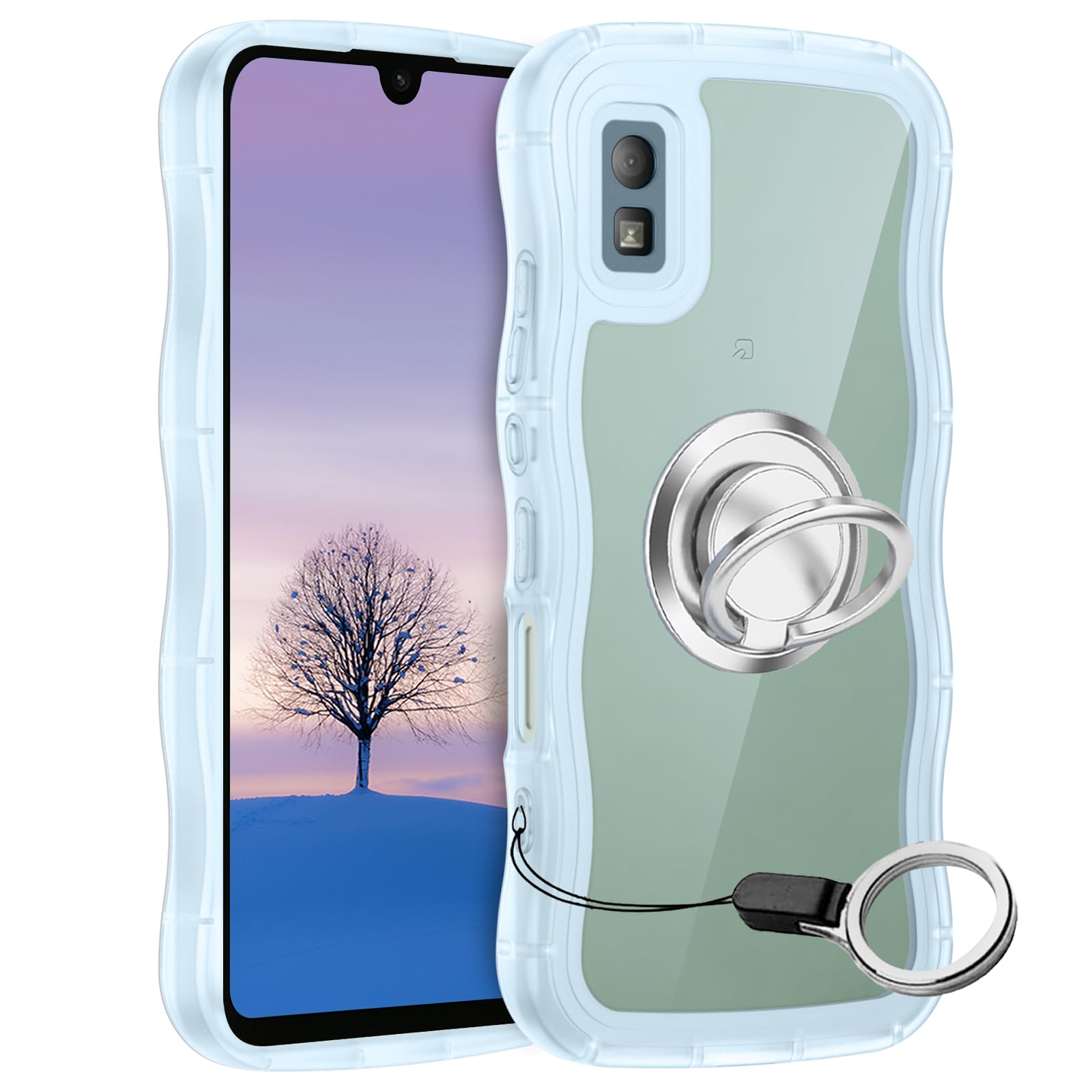 Amazon.co.jp: AQUOS wish wish2 ケース ブルー ウェーブ リング付き