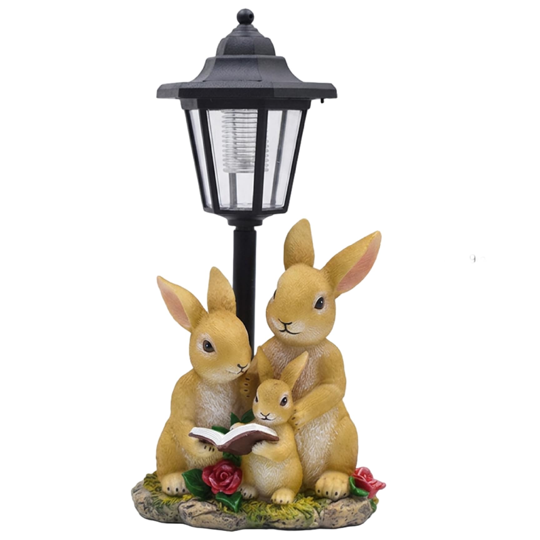 Neptuiby Solar Garden Statues Outdoor Bunny Decor Bunny Outdoor Decor Statue with Warm LED Light Handcrafted Resin Family of Rabbits Sculpture