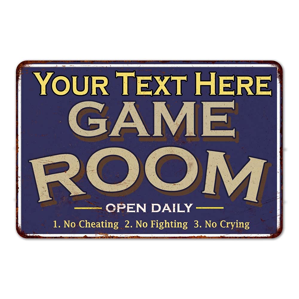 Your Name Game Room Decor Personalized Sign Wall Signs Gameroom Ideas Decorations Games Arcade Retro Video Poster Gamer Art Theater Gaming 8 x 12