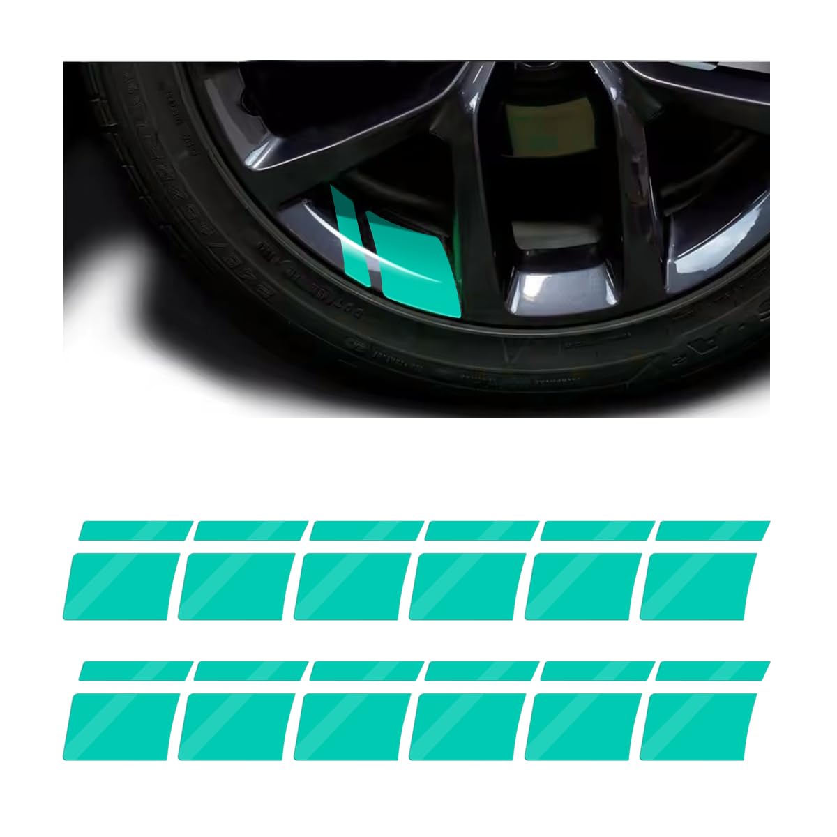 Mandark 12PCS Car Wheel Rims Decal Stripes, Reflective Vehicle Tire Rim Stickers for 18-21 Inch Wheels, Safety Auto Exterior Hash Stripe Sticker Decoration, Universal for SUV, Truck, RV (Green)