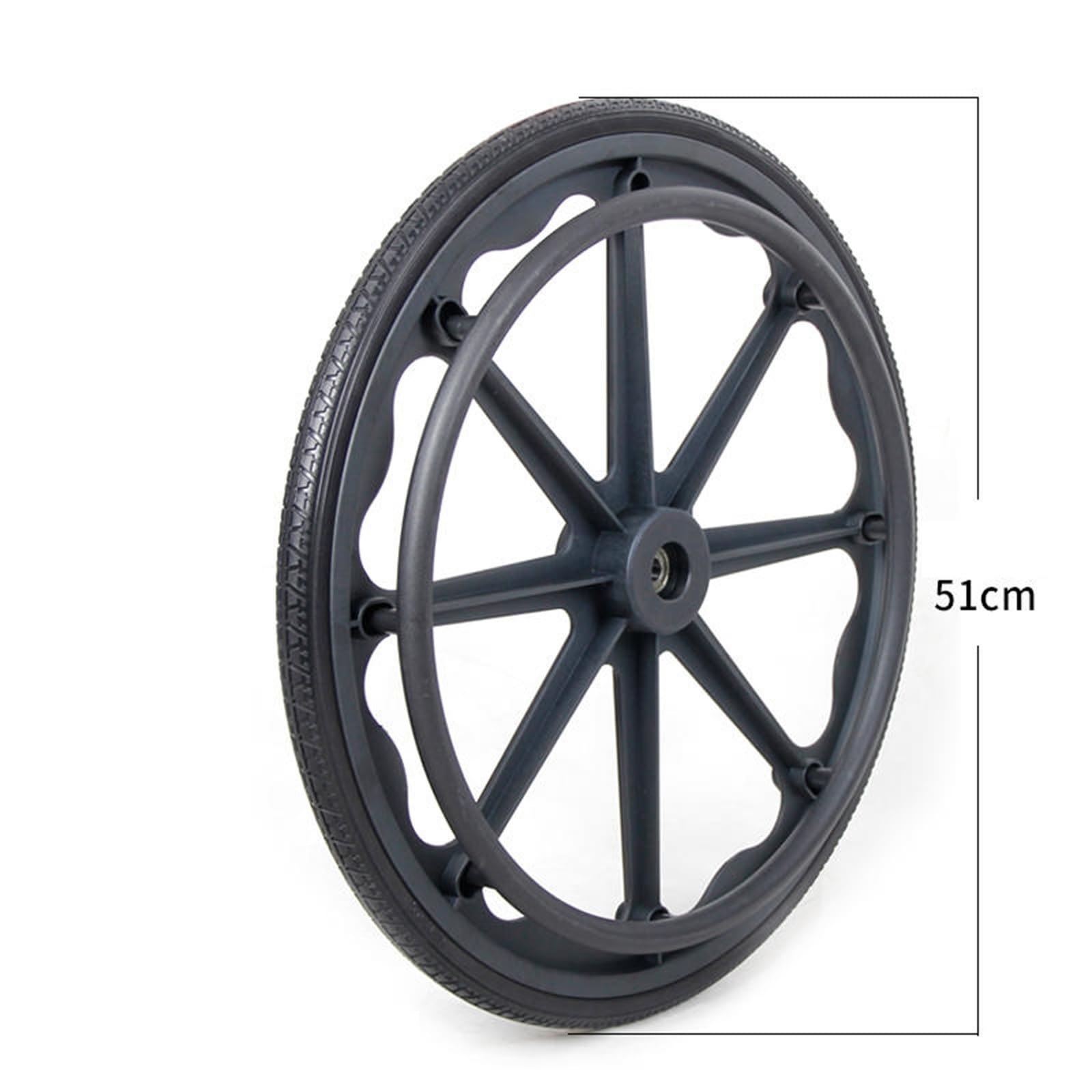 20-Zoll-, 22-Zoll- und 24-Zoll-Vollreifen, großes Rad, nicht aufblasbares Rollstuhl-Hinterrad, einteiliges Formteil, stabil und langlebig(24 inches)