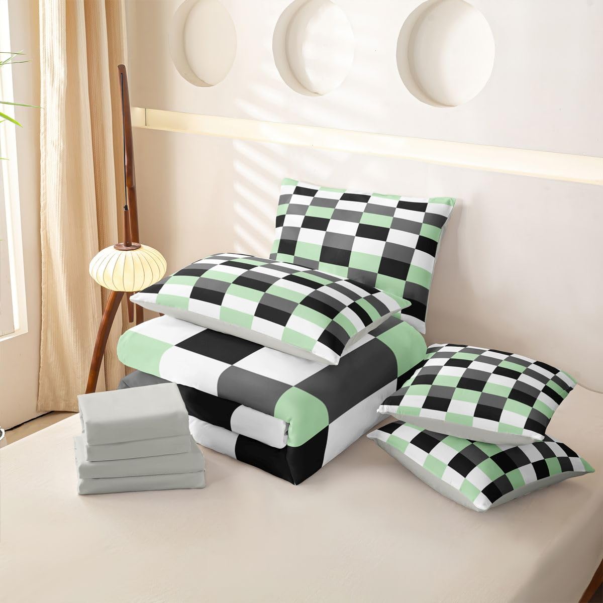 Homewish Geometrisch Schick Bettwäsche Set 7teilig 220x240