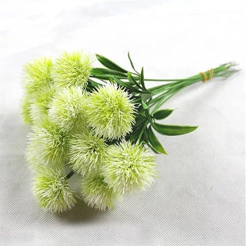 5Pcs Artificial Plant Dandelion Bouquet 26cm Plastic Fake Flower Embroidery Outdoor Wedding Garden Vase Table Decoration,White